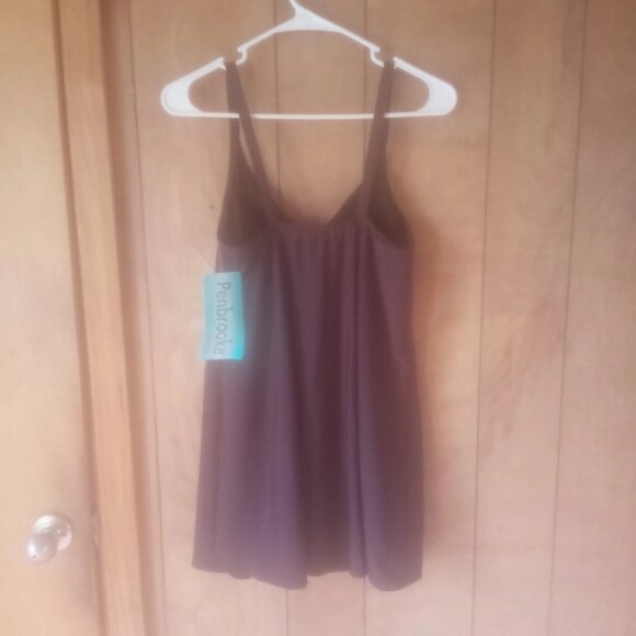 Pembroke Womens Brown full coverage  1pc Swimsuit Size 12 NWT - Picture 3 of 4